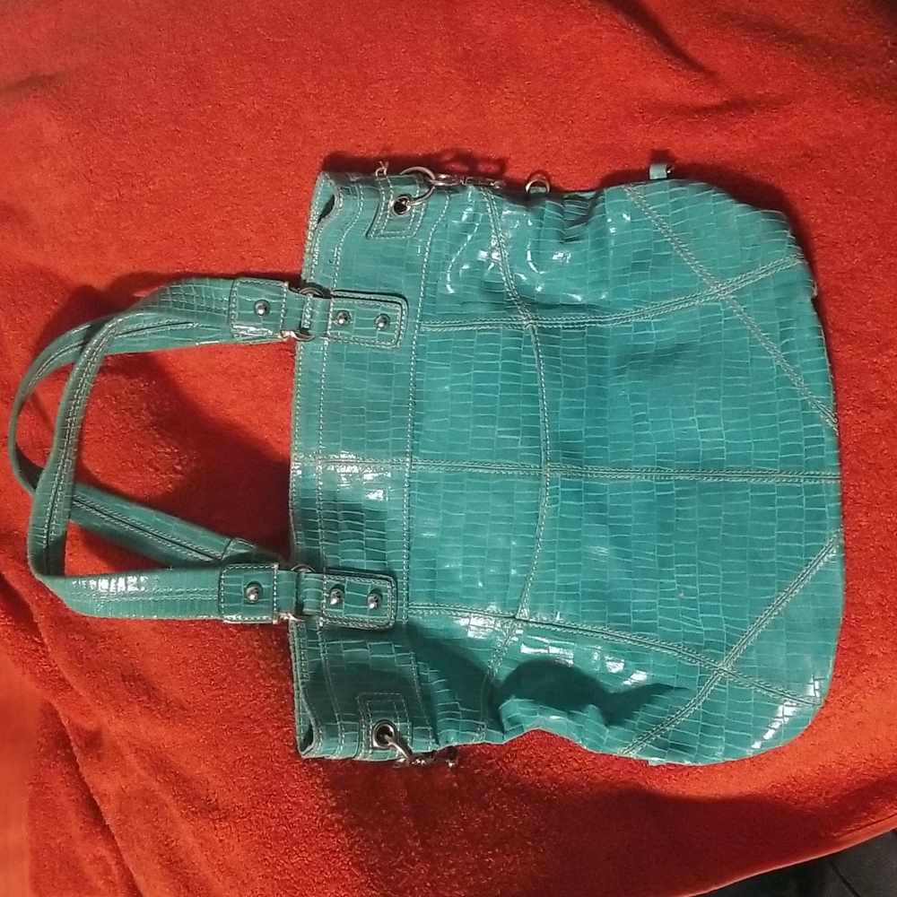 Aqua Hype Leather Shoulder Bag